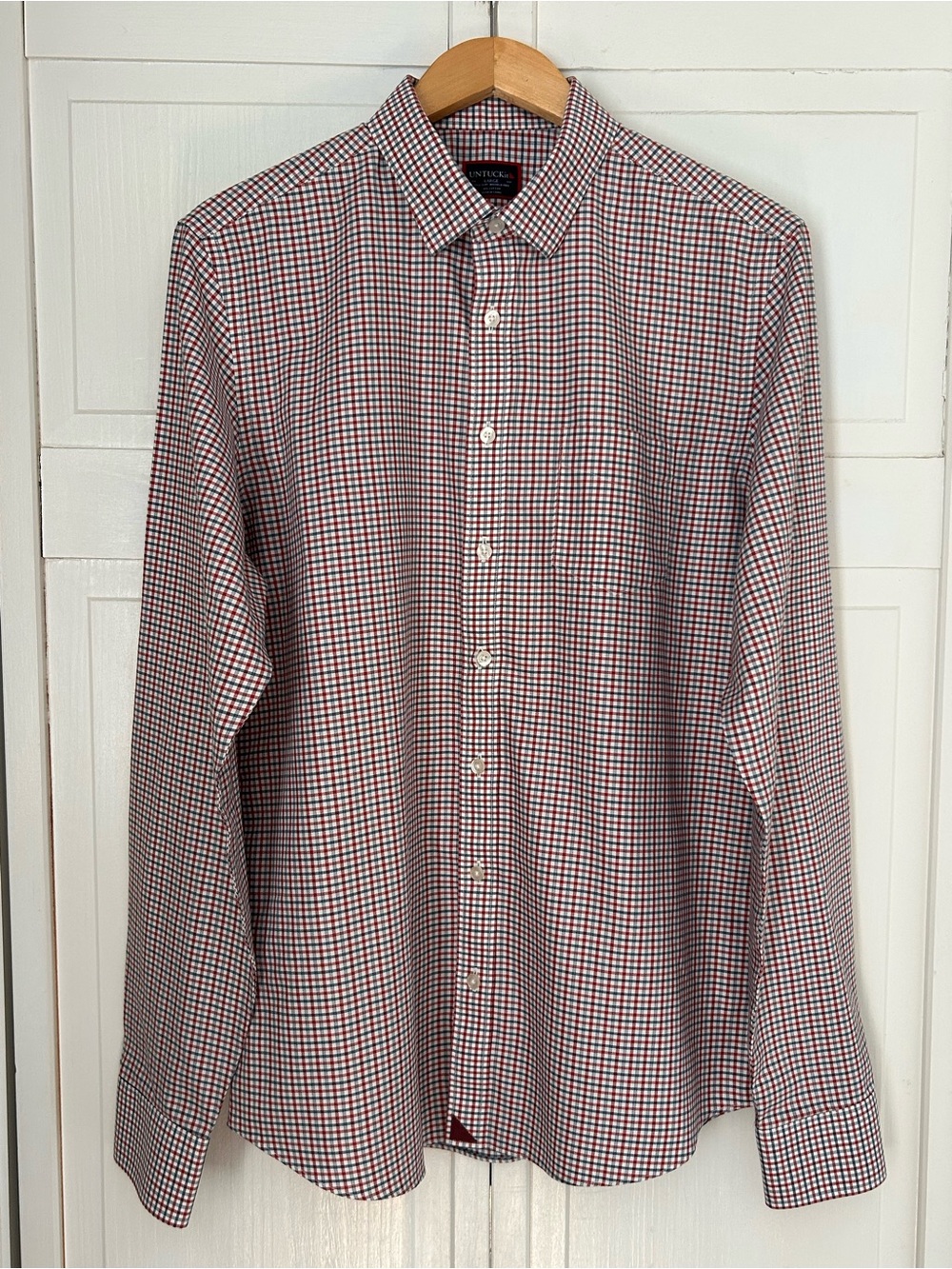 UNTUCKit Men’s Size L Tall Slim Fit Long Sleeve Button Down Check Shirt - Picture 7 of 12